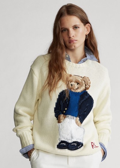 Sueter Polo Ralph Lauren Mujer Creme Multicolor - Polo Bear Crewneck - YNWTK1483